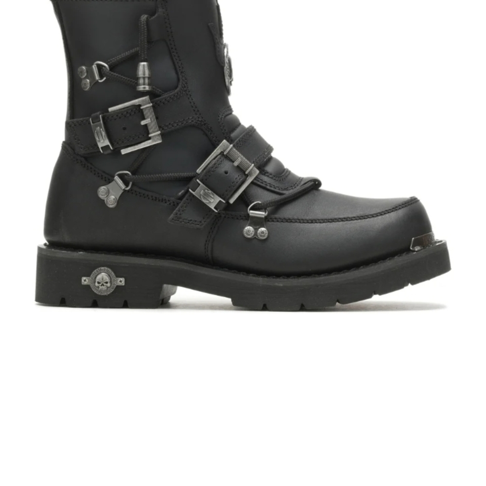 Harley-Davidson Black Leather Boots with Metal Accents